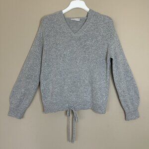 Cashmere Wool Blend Hooded Sweater Women M Gray Balloon Sleeve Stefanel Italian